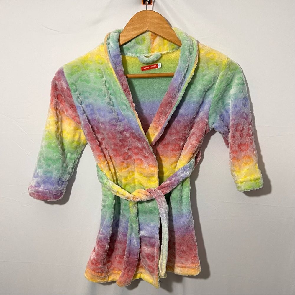 Girls Plush Rainbow Bathrobe XS 4/5
